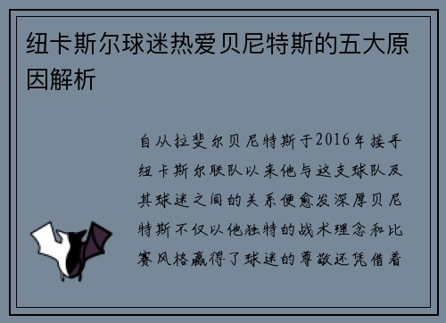 纽卡斯尔球迷热爱贝尼特斯的五大原因解析